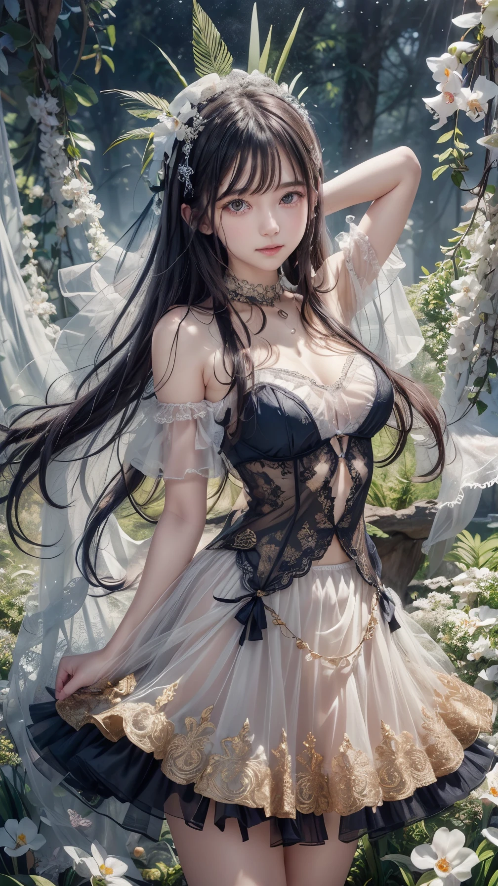 masterpiece, illustration, cartoon, 1 girl, intricate details, best texture, real, 8k, soft light, perfect shadow, full body, real, 1 girl, 14 years old, scary face, pink sexy hot nude, necklace and watch, transparent dress, smile, baby face, (white background), navel, lingerie, spread legs