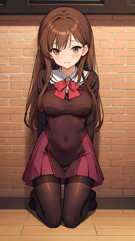 anime girl with pantyhose brown hair 