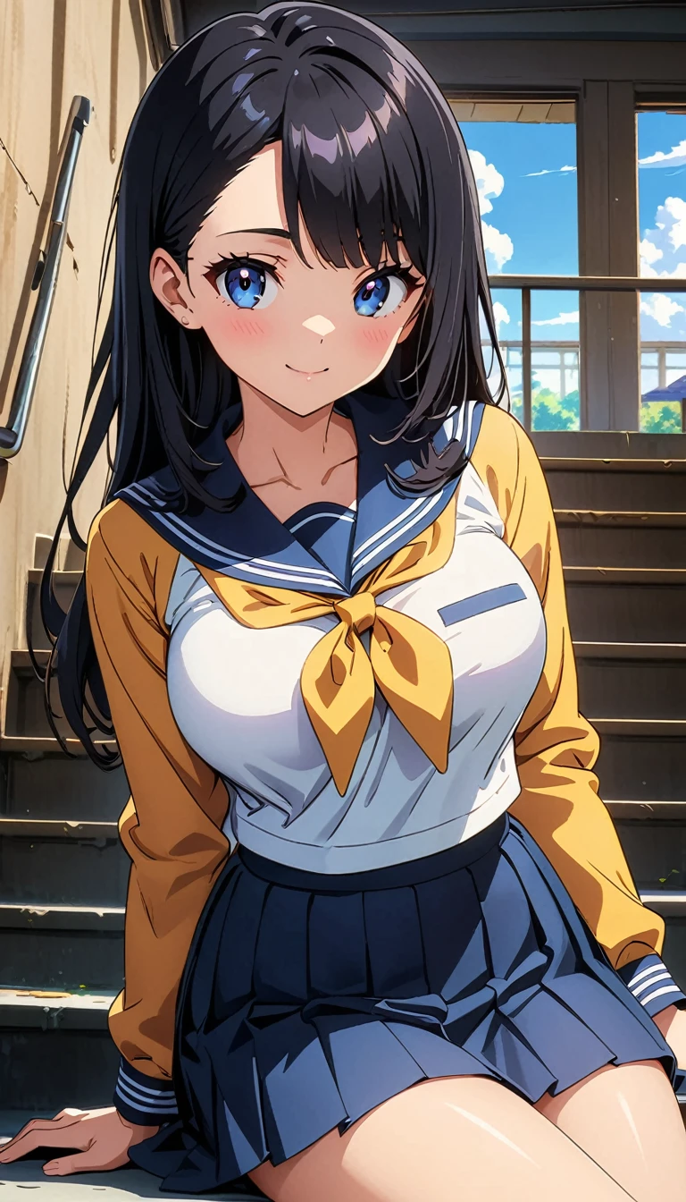 score_9,score_8_up,score_7_up BREAK
<lora:yuinarusawaXLV7:1>,yuinarusawa,large breasts,long hair,serafuku,pleated skirt,classroom,window,cloudy sky,