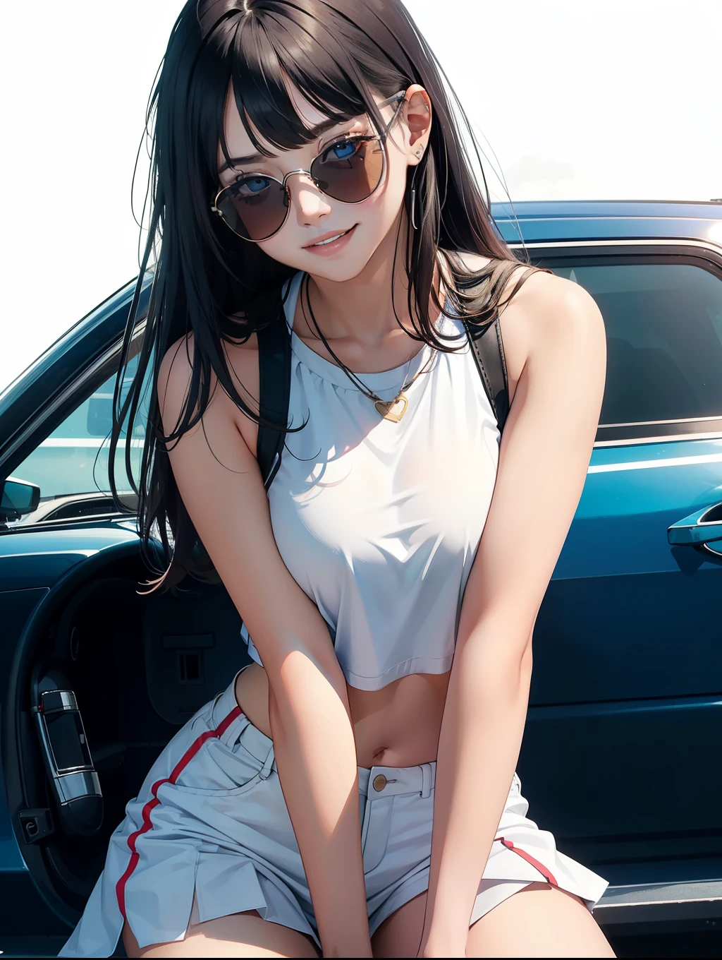 Masterpiece, highest quality, high resolution, solo Indian girl, small breasts, small chest, in the car, wearing small Little bikini, unconcerned, NFSW, unconcerned, NSFW, lusty, heavy breathing, sexual expression,