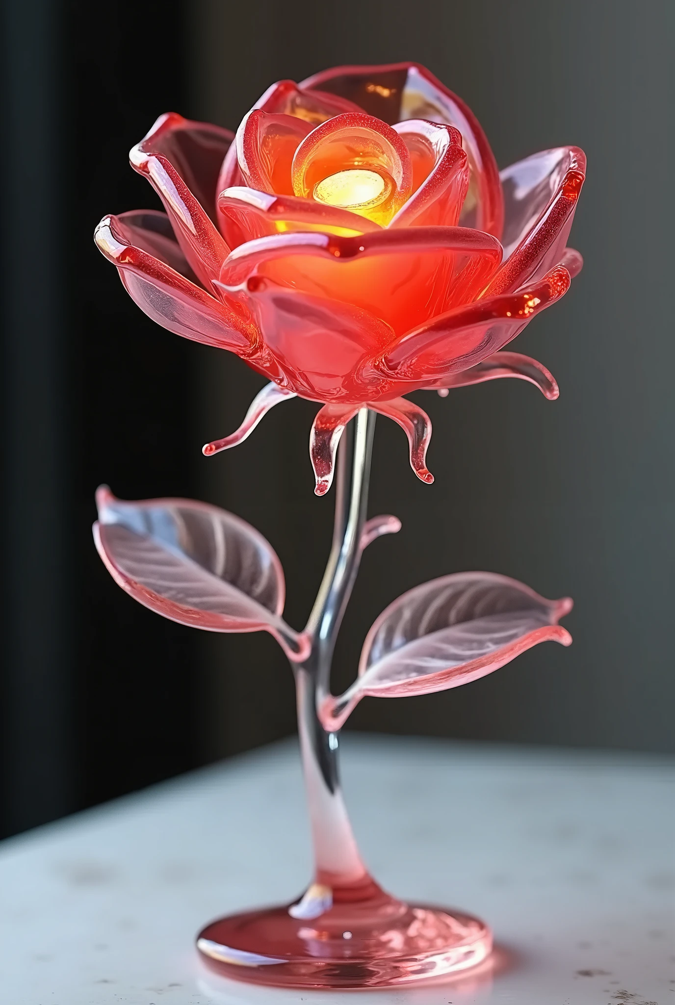 Glass rose flower ornament