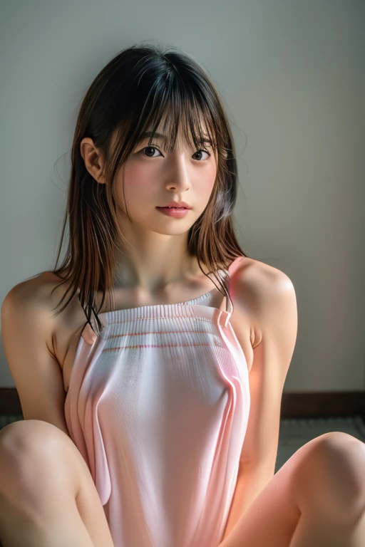 (8k, RAW Photos,Please redeem, High resolution:1.1), (Ultra-realistic:1.4),(Realistic, Realistic:1.3),The beauty of Japan、Completely naked、((Upper Body:1.3))、Sit on the floor with your legs apart