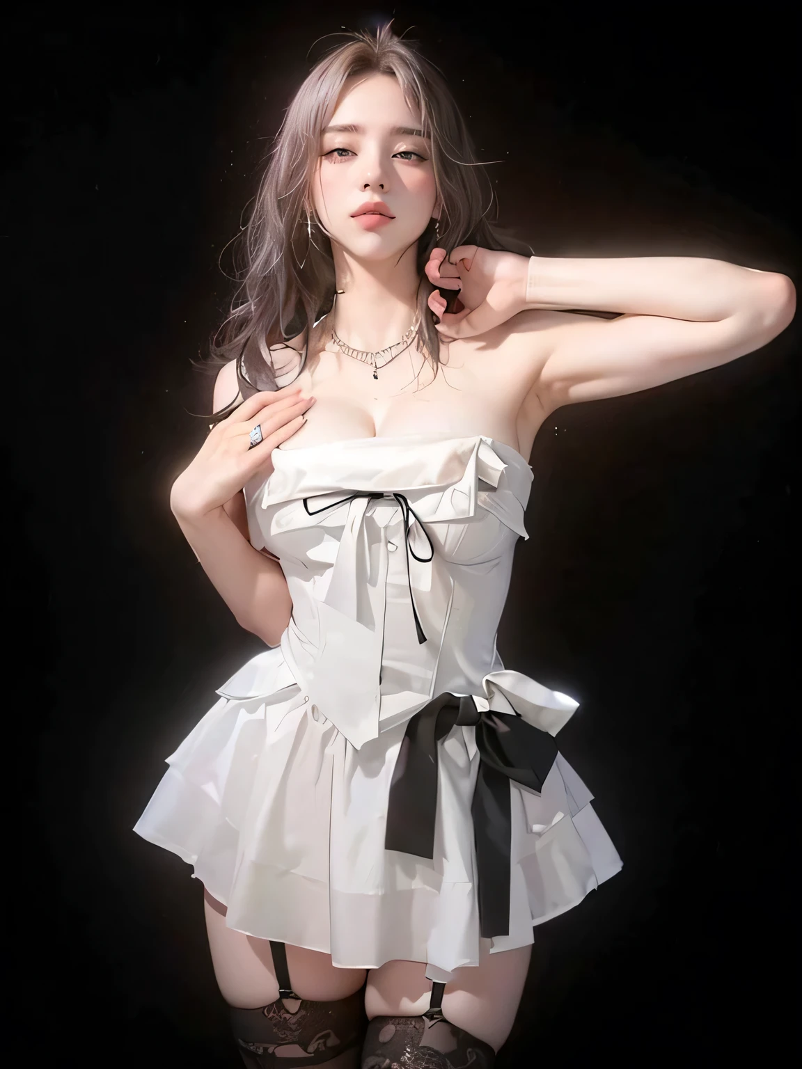 (RAW photo:1.2), ((photorealistic:1.4),(masterpiece:1.3),(best quality:1.4),ultra high res,(detailed facial features),(detailed body features),HDR,8k resolution, 1 girl, blush, black hair, 8k, ultra high details, perfect nose, cinematic lighting, perfect body, brown hair, sexy white clothes 
