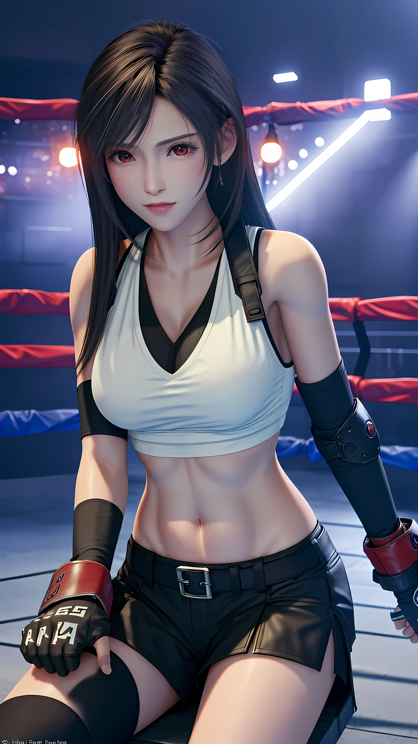 Mai shiranui, (best quality,ultra-detailed),(Realistic:1.37), beautiful and detailed face, Ultra-realistic texture, delicate face, delicate body, red lipstick, vivid colors. High definition, 8K. athletic body
