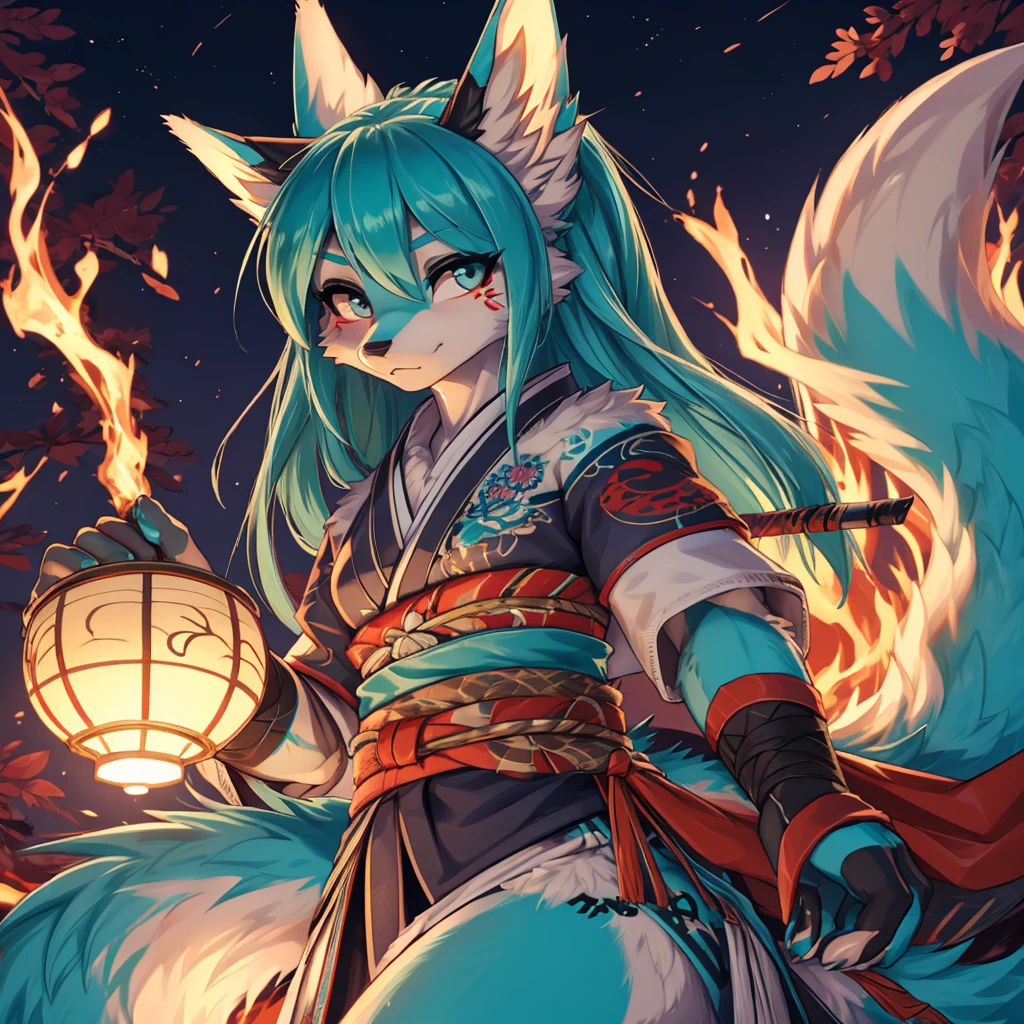 Miku Hatsune x vixen high definition good anatomy agregar_detalle:1, pelaje azul,Orejas de Kitsune, tribal tattoo agregar_detalle:1, cute girl agregar_detalle:1, feudal priestess clothing agregar_detalle:1, japanese shrine landscape night agregar_detalle:1,japanese marsuri add_detail japanese shrine costume agregar_detalle:1, agregar_detalle:1, fullbody  barefoot agregar_detalle, highly detalleed face, deep aqua iris agregar_detalle:1 lighting eyes agregar_detalle:3, garras de lobo, sharp fangs agregar_detalle:1, wild slut agregar_detalle:1, barefoot agregar_detalle:3