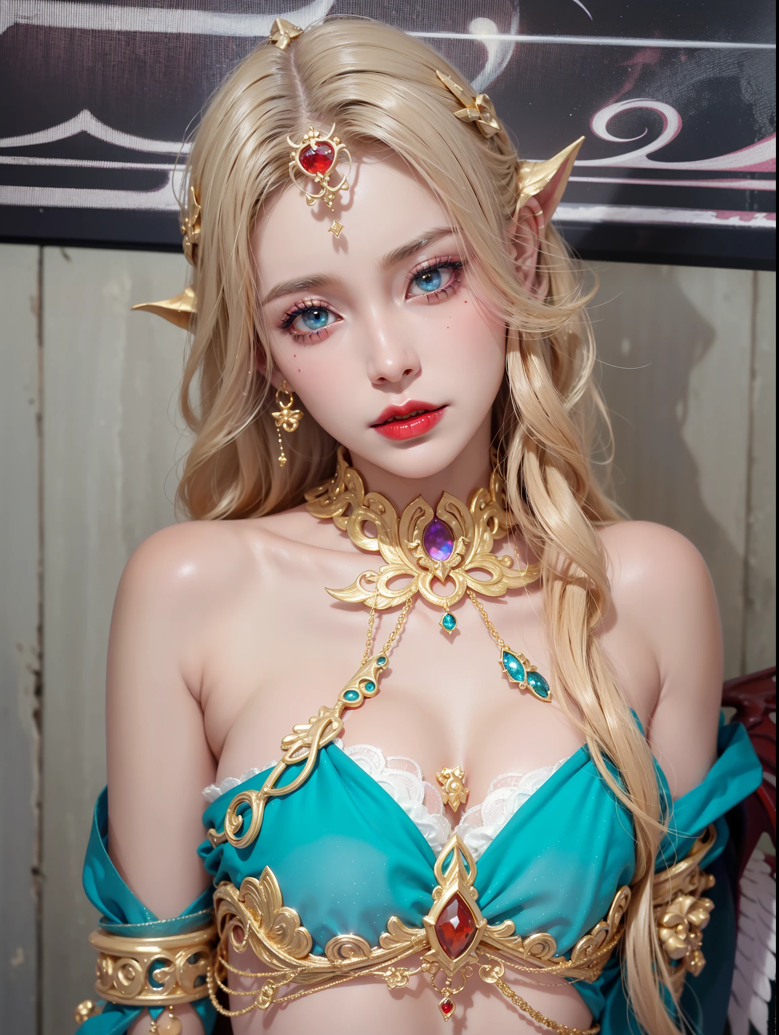 una mujer con un vestido azul con una corbata y un collar azul, princesa de pelo rubio, muy hermosa top model elfa, hermosa princesa elfa, fantasy art portrait, beautiful fantasy art portrait, beautiful fantasy portrait, blonde elven empress, digital fantasy portrait, retrato de princesa, hermosa doncella, fantasy portrait, fantasy concept art portrait, fantasy character portrait, retrato de la princesa zelda