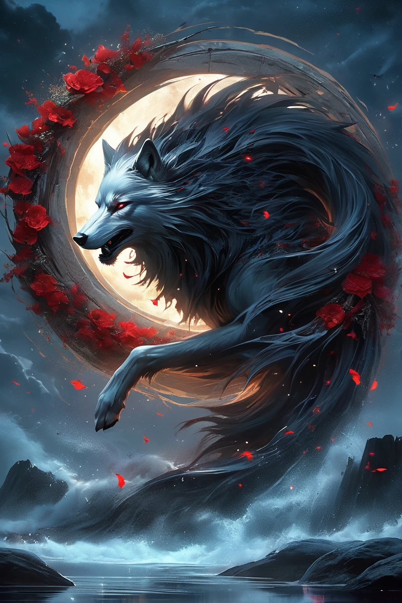 concept art (dc wilderness wolf:1.2),wild power,villain,Horror-themed Reaper from Overwatch strikes a dramatic pose in a moonlit water landscape adorned with vibrant red flowers,creating a scene that seamlessly balances elegance and mystery. The exaggerated,a huge white snake interacts around him,dynamic posture of Reaper adds a touch of theatricality to the composition. The moonlight reflects off the water's surface,casting a serene glow on the surroundings. The intricate architectural elements in the backdrop contribute to the overall aesthetic,combining elements of fantasy and reality. The vivid red flowers add a contrasting and haunting beauty to the scene,enhancing the visual impact of the character's presence. This artwork aims for a balance between the ethereal and the ominous,emphasizing Reaper's enigmatic persona in the moonlit setting.,
bleach,masterpiece,best quality,8k,HDR,. Eerie,unsettling,dark,spooky,suspenseful,grim,highly detailed,ral-blackhole,a mysterious vortex, . digital artwork, illustrative, painterly, matte painting, highly detailed