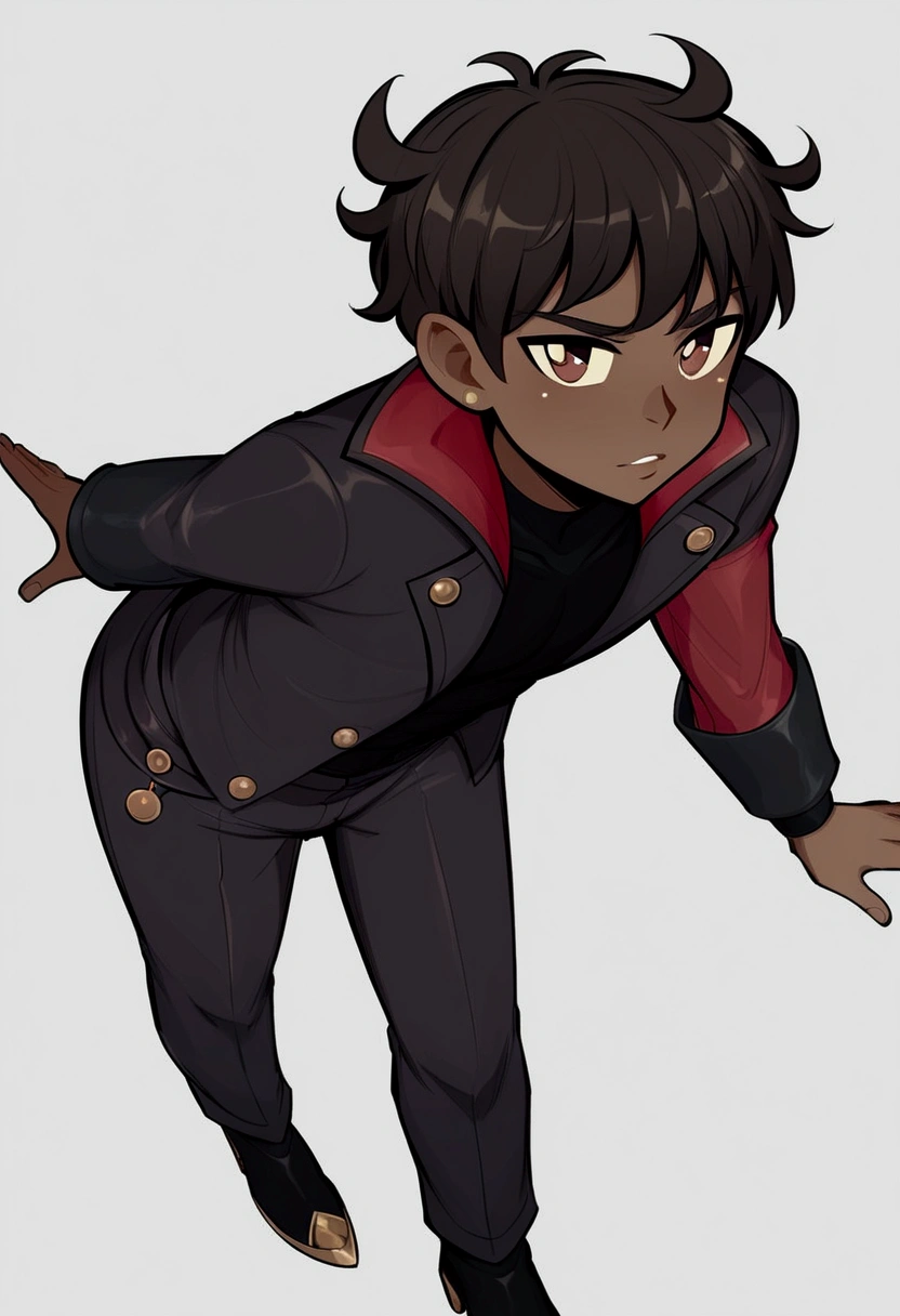 cute boy, extremely dark black skin boy, young naked boy, cock, cum, crouching, shoes