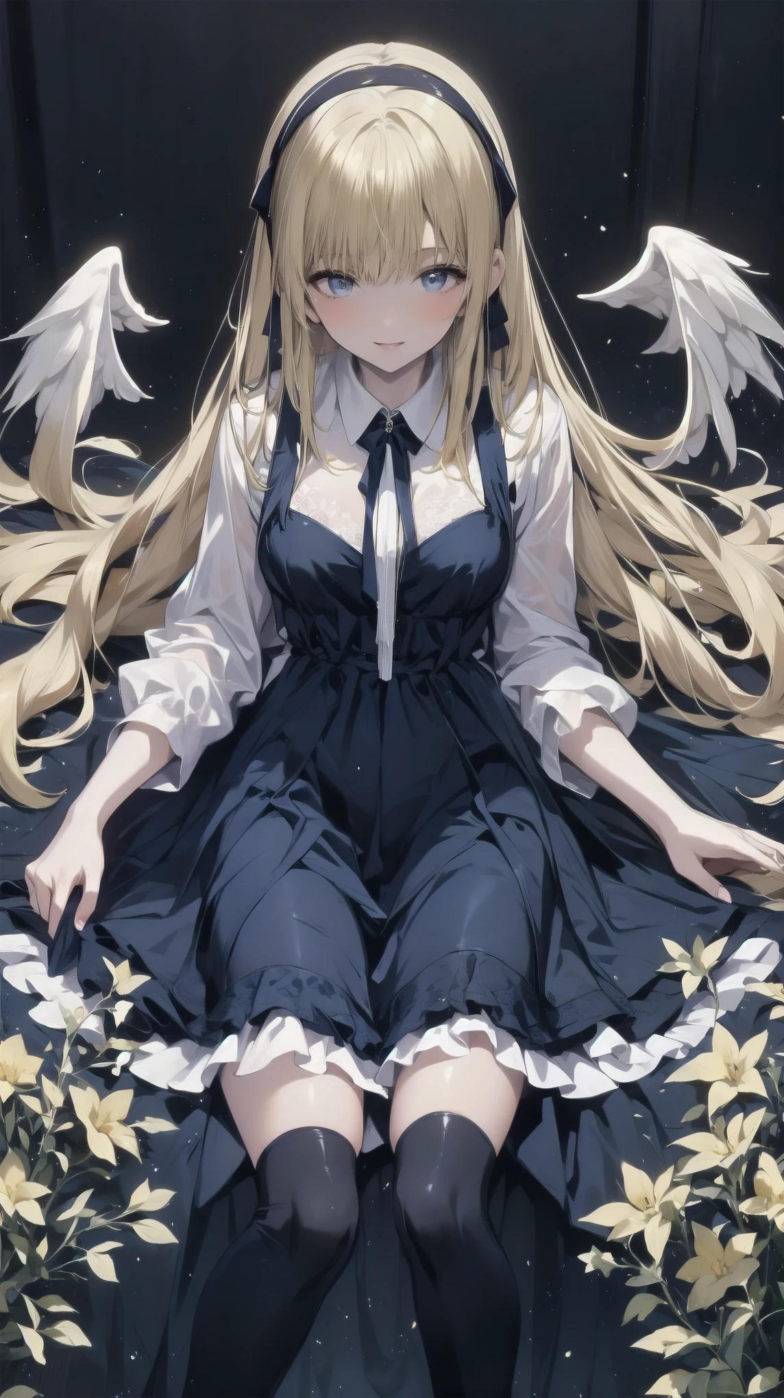 Anime Style、story、、Beautiful girls、very cute angel、Pink Gothic Dress、cute、、smile、Long skirt、Black boots、Very cute headband