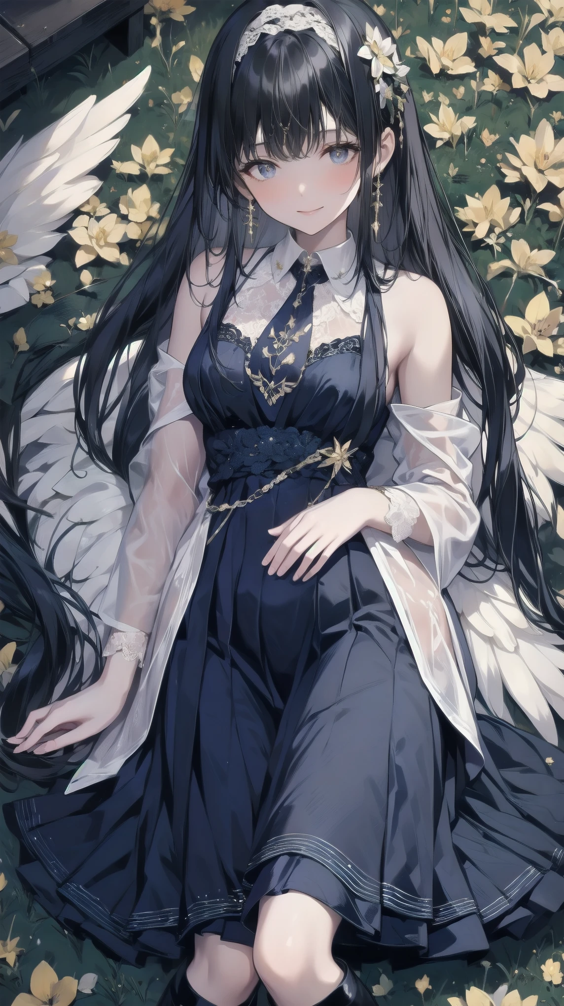 Anime Style、story、、Beautiful girls、very cute angel、Pink Gothic Dress、cute、、smile、Long skirt、Black boots、Very cute headband