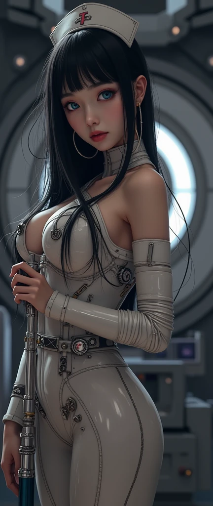 nun girl,(((1girl))),,
(large breasts:1.2),((((long hair,black hair)))),((white_eyes:1.5)),intricate eyes,beautiful detailed eyes,symmetrical eyes,Big eyes:1.5,((fat)),(((lustrous skin:1.5,bright skin: 1.5,skin tanned,shiny skin,very shiny skin,shiny body,plastic glitter skin,exaggerated shiny skin,illuminated skin))),(spider lower abdomen,narrow waist,wide hip,athletic body,inflated legs,thick thighs,detailed body,(detailed face)),
cute,slutty,seductive,erotic,(nsfw),
((nun)),((bodysuit, cross, black bodysuit, latex, latex bodysuit, white bodysuit, white latex)),
(dynamic pose:1.0),embarrassed,(centered,scale to fit dimensions,Rule of thirds),
((church,Huge floor-to-ceiling windows)),entrance lights through the windows,scenery:1.25,intricate scenery,((church background)),
(Glossy church ornaments),highres,sharp focus,(ultra detailed,extremely detailed),(photorealistic artwork:1.37),(extremely detailed CG unity 8k wallpaper),(((vibrant colors,vibrant theme))),(intricate),(masterpiece),(best quality),artistic photography,(photography taken by sldr),(intricate background),perfect rendered face,perfect face details,realistic face,photo realistic,((intricate detail)),(((realism))),