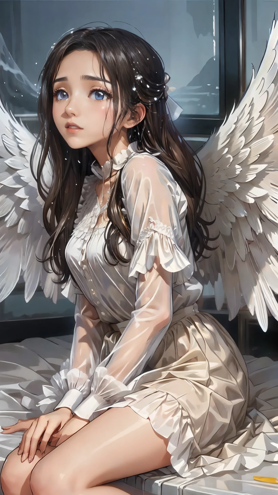 And the white drops fall from the sky、Angel Wings、Angel Halo、Mysterious
