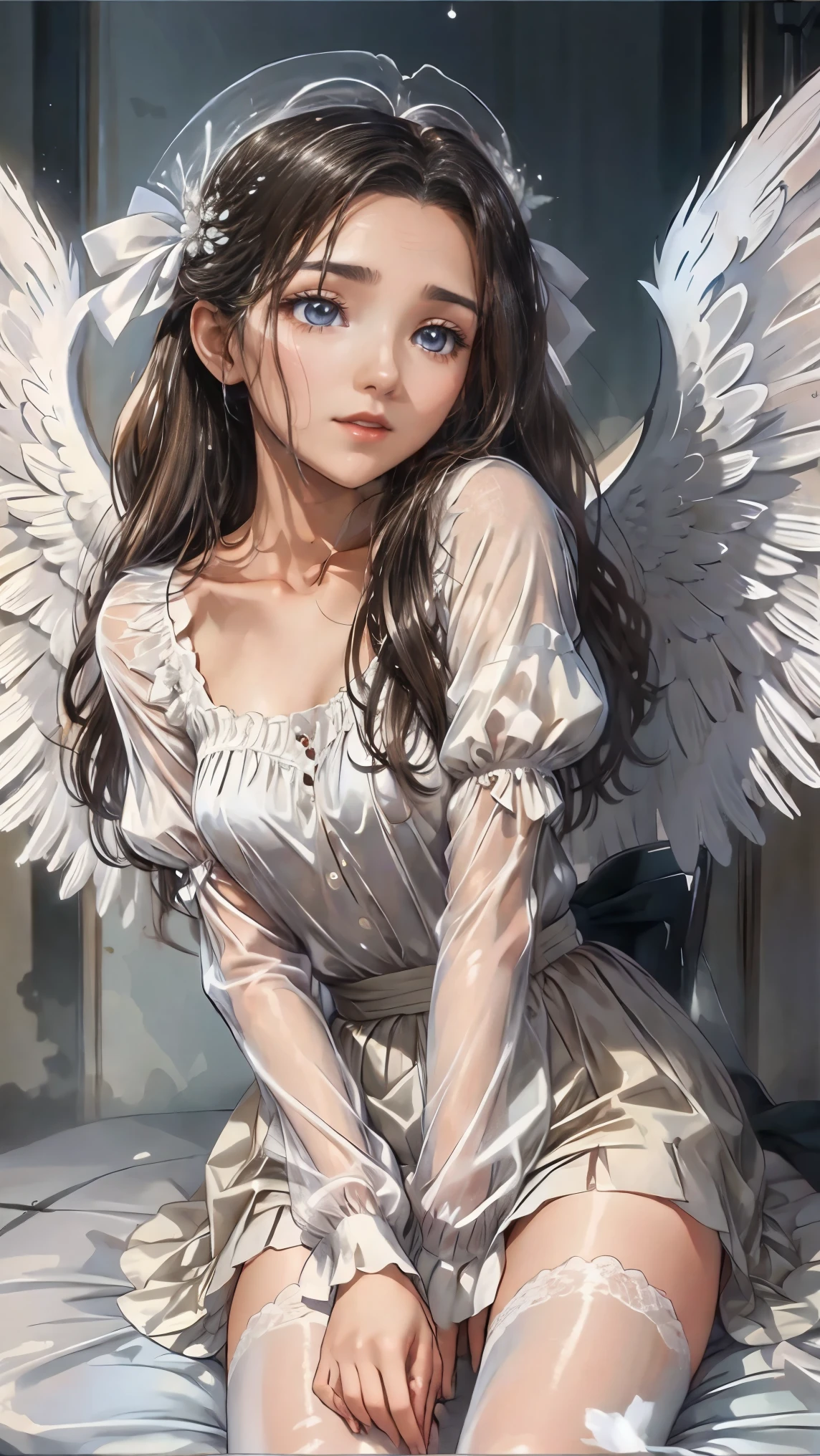 And the white drops fall from the sky、Angel Wings、Angel Halo、Mysterious
