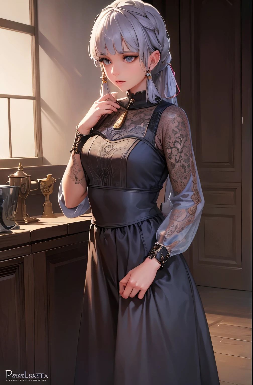 a young girl, beautiful detailed eyes, beautiful detailed lips, extremely detailed face and features, long eyelashes, wearing a dress and pants, pantalones y vestido, having faced and overcome death, cinematic lighting, warm color tones, dramatic, highly detailed, photorealistic, masterpiece, 8k