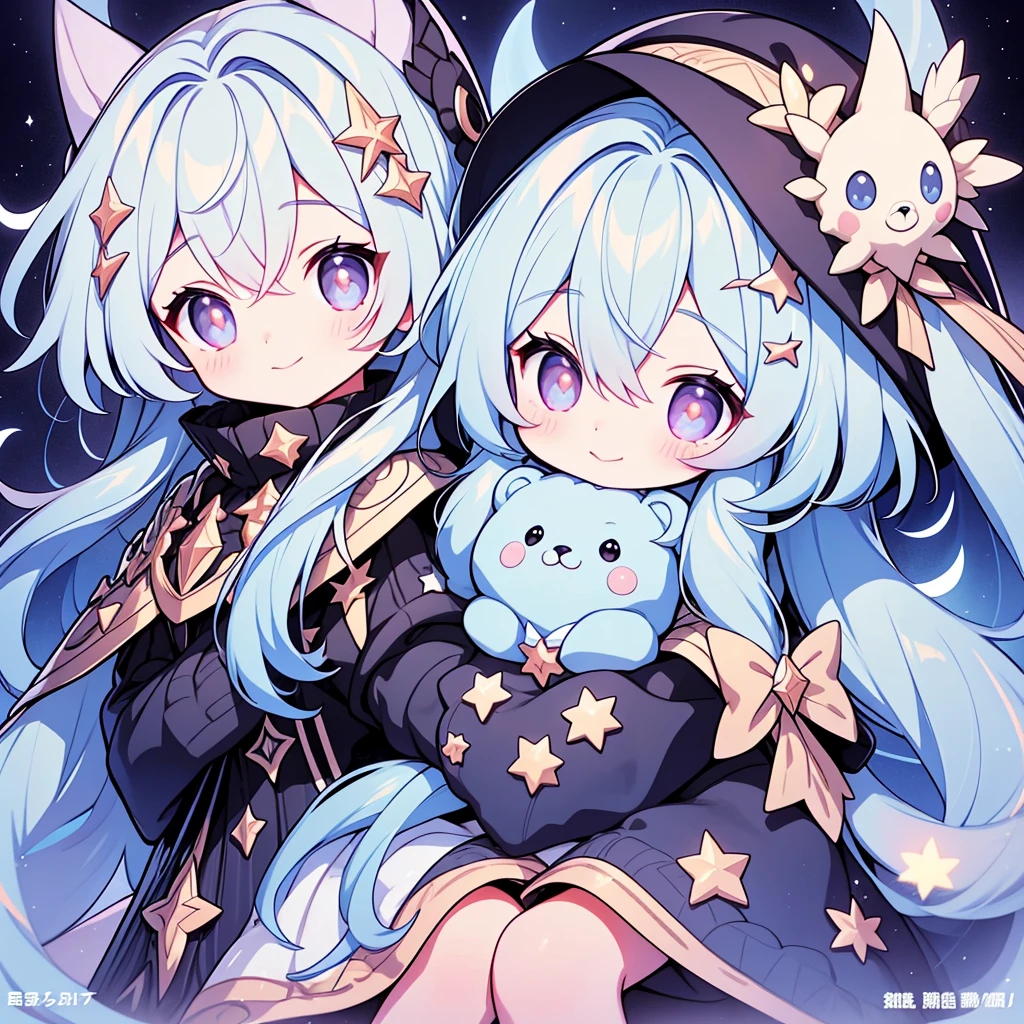 Bare , , Long hair, Two-dimensional, gentle, Blushing, witch, Blue hair, Lying on the bed, Cute, , Tsundere