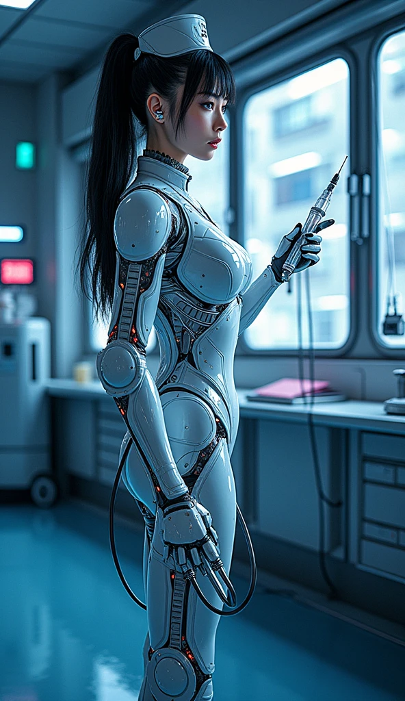 cyborg, android, robot, wiring, switch, control panel, girl, cute, sexy, strong, slender, bikini, high leg, skeleton, silver, platinum, gold, bronze, red, blue, green, colorless transparent, skeleton, open legs, brainwave, sound wave, waveform, playing modular synth --auto