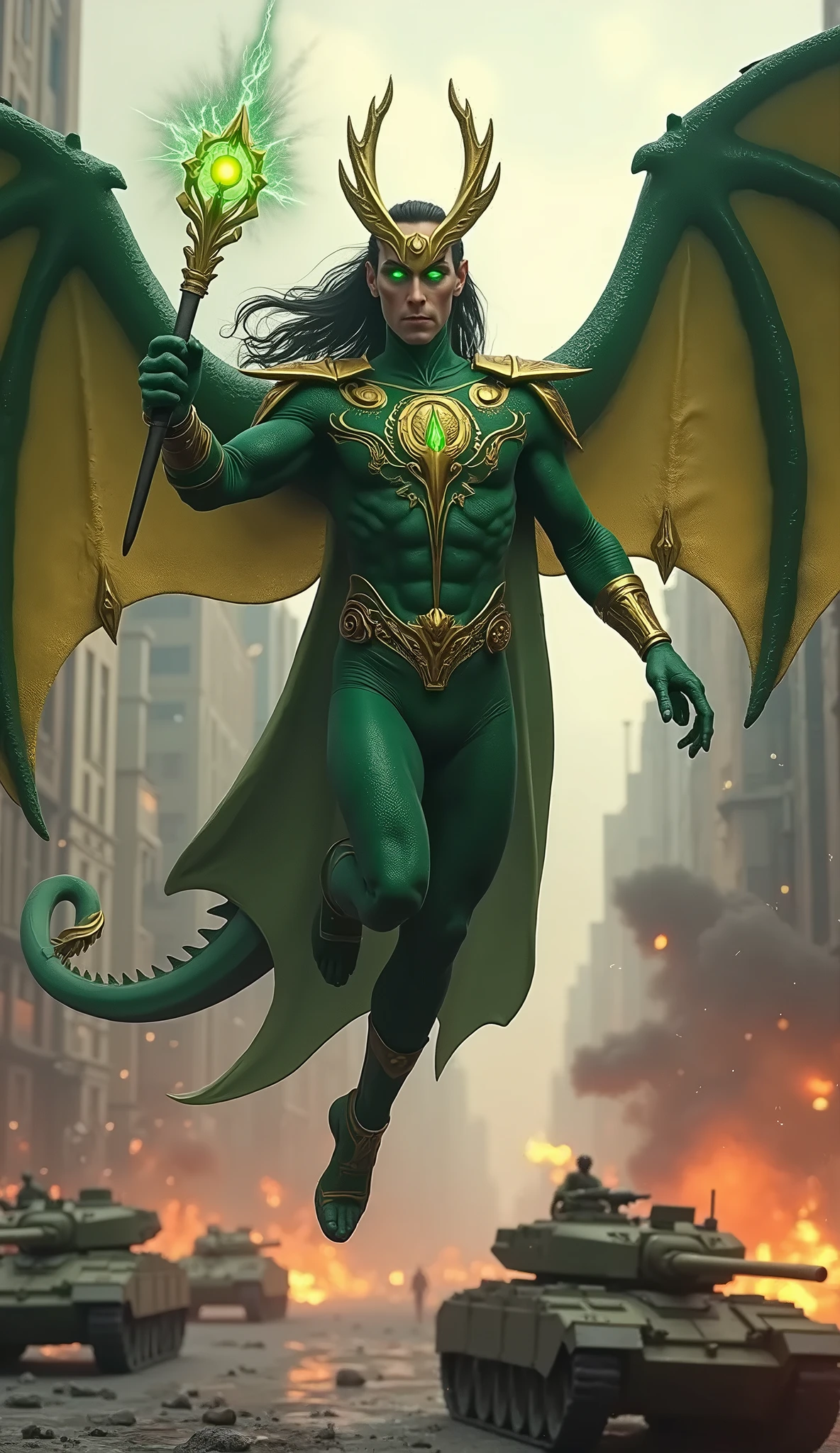 create a realistic image of an insect, human body, superman style, keep the characteristics of an insect, place a scenery