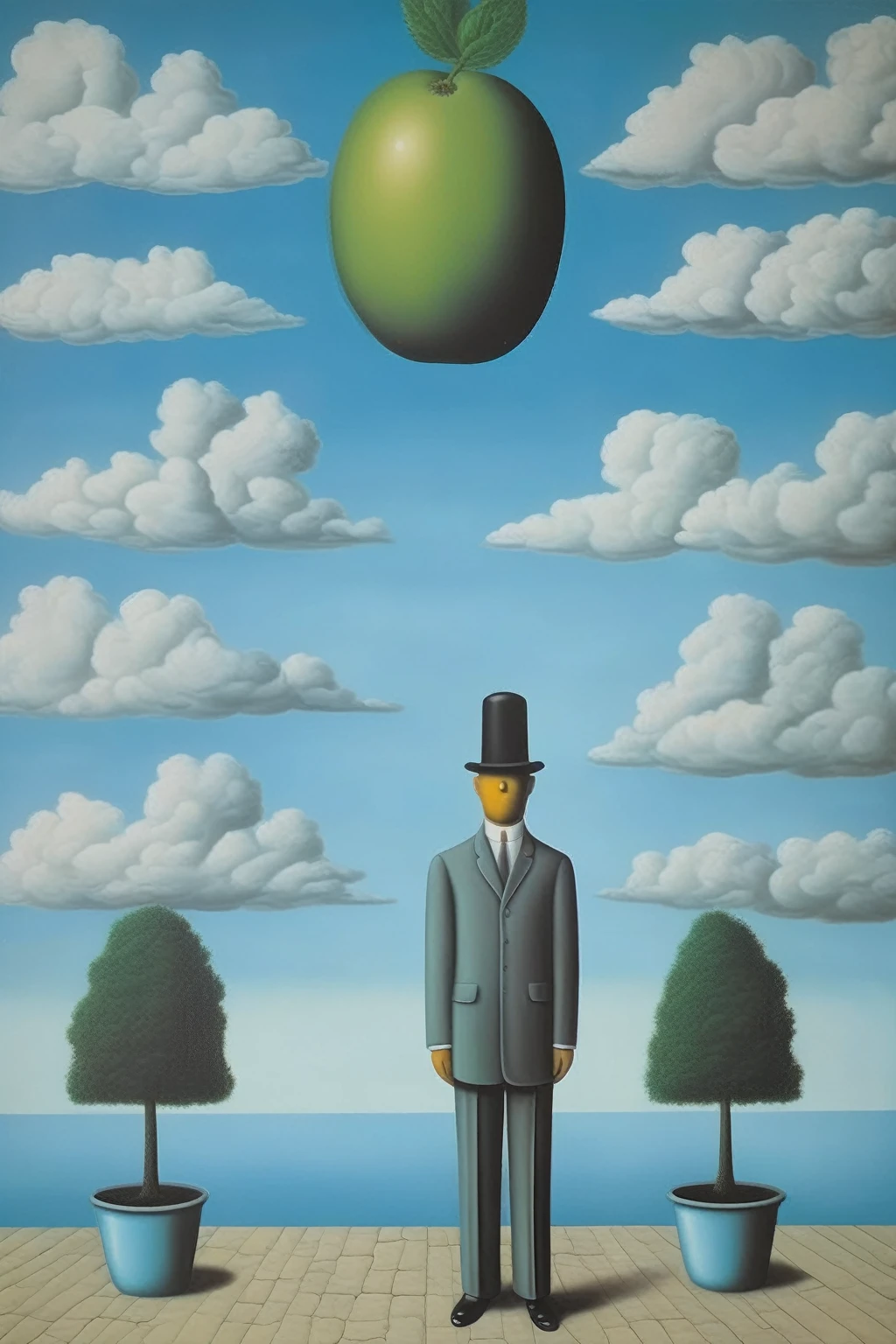 René Magritte Style - a painting in the style of René Magritte