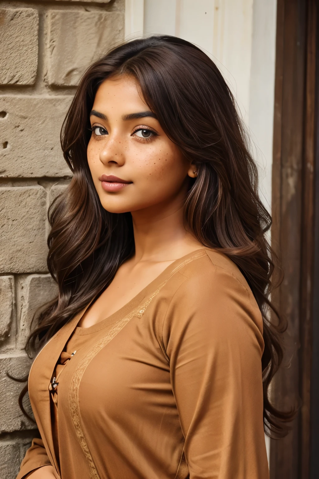 A woman neck blouse and saree, round face, angle face, beautiful face,good figure,big cheeks, swooping breasts, deep cleavage, open arms, sexy armpits,big penis, nipples, ass, necklace, (cinematic:1.3), intricate details, (ArtStation:1.2)a close up of a woman with long hair wearing a neck blouse and saree, 18 years old, violet myers, indian girl with brown skin, indian, attractive girl, 1 , 2 2 years oldg woman, a beautiful young woman, 21 years old, 19-year-old girl, sexy girl with dark complexion, lovely woman