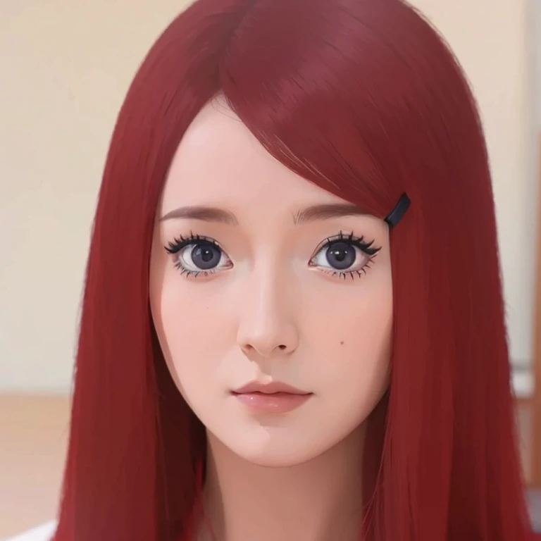 A young woman ,Eurasian appearance(beautiful,elegant,maternal), Red hair, slightly violet eyes, Japanese clothing, ultra detailed, ultra detailed on his face, ultra realistic, intrincate details, Masterpiece, 8k pixels,The best quality, Red hair ultra detallado 8k cg.