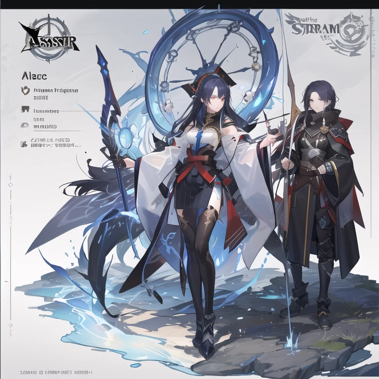 A women dark knight with a grim reaper-inspired sexy outfit, long flowing dark hair, and piercing blue eyes, depicted in a concept art style.