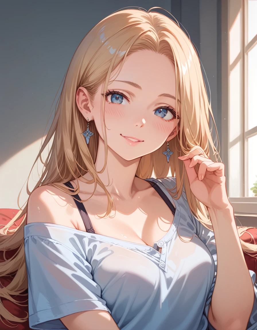 A slight blush,smile,Detailed Students,Cowboy Shot,Staring at the viewer,Beautiful woman,(Skin Dentition:1.2), Shiny skin, Best Quality, Ultra-high resolution, (Realistic:1.4),