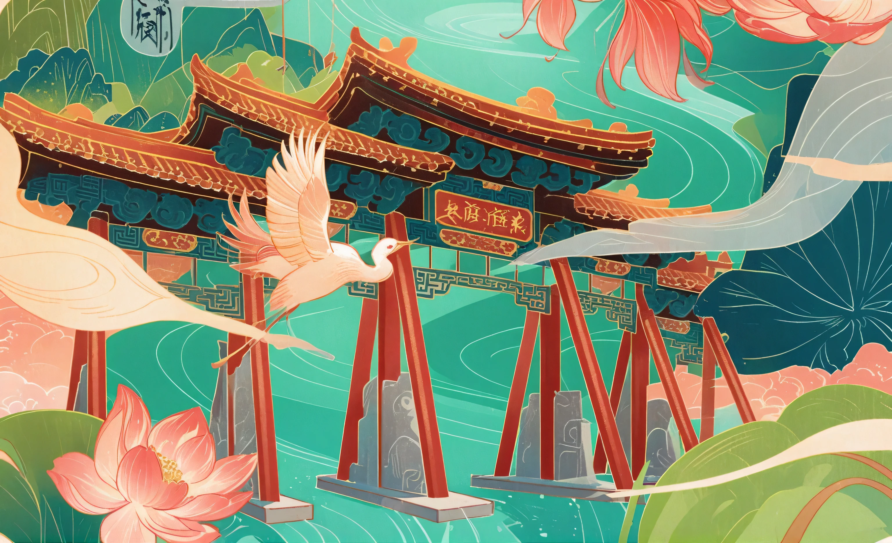 Chinese plaque,Illustrations based on lines,Simplicity