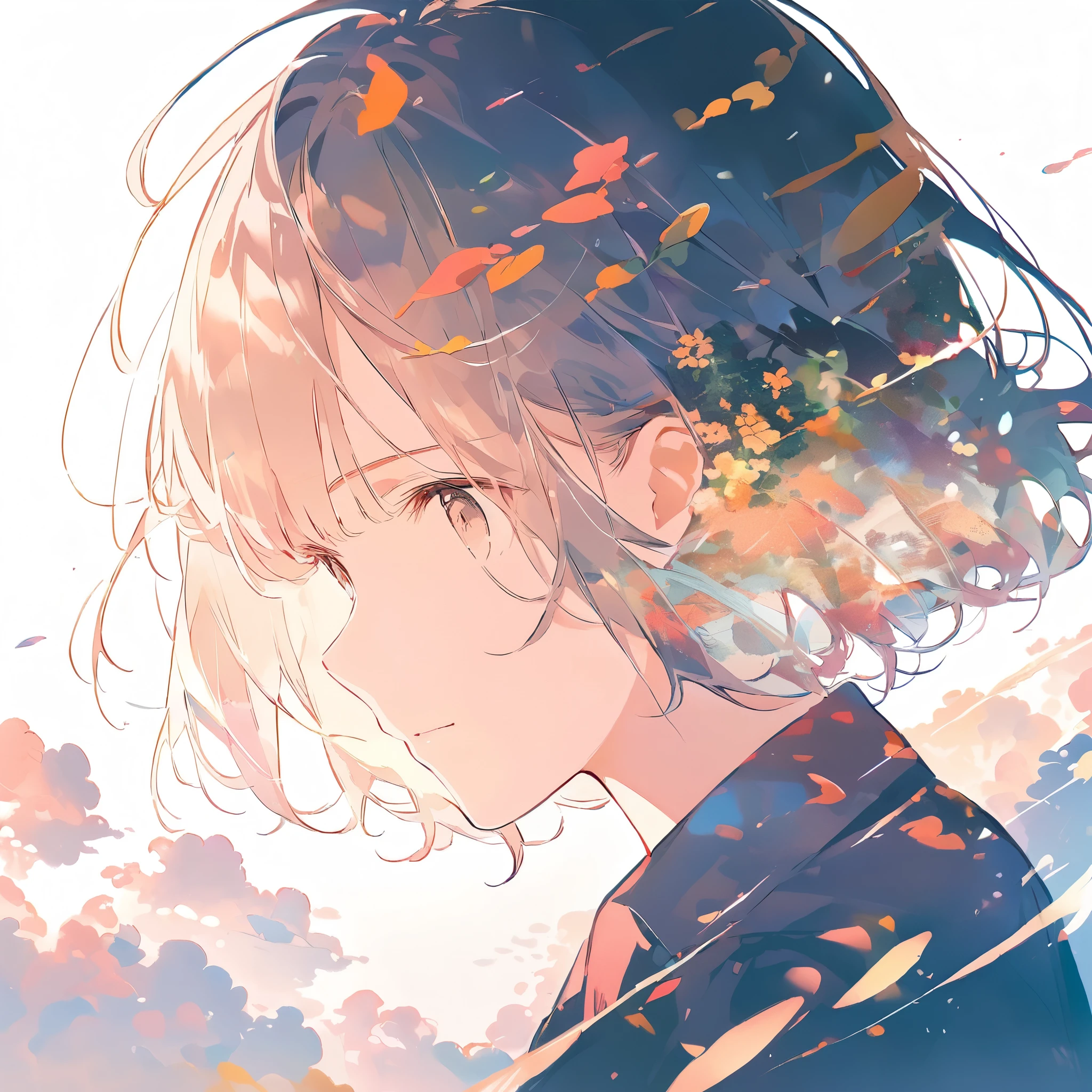 Light color、Double exposure,#sdxl file、girl,cute、、Colorful use of colors、Elegant Style