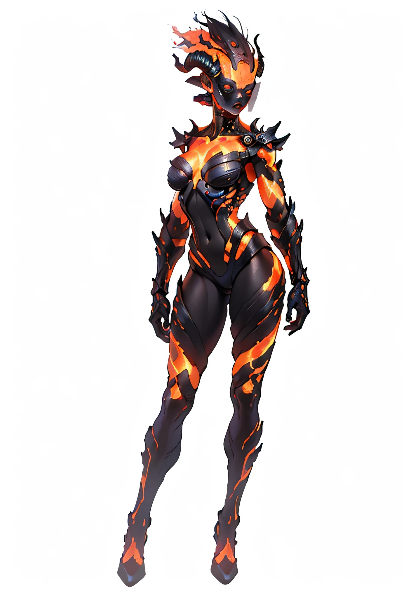 flame_atronach, (masterpiece, best quality, absurdres, detailed, ultra-detailed:1.3), (ultra-high res, high details, absurdres:1.3, metallic arms, metallic legs., beautiful women's high heel shoes, legs wide apart, viewer's view, full length photo, photo, Realism, UHD, retina, masterpiece, accurate, anatomically correct, textured skin, super detail, high details, high quality, award winning, best quality, highres, 1080P