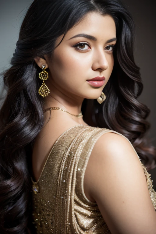 Portrait of A confident-looking indian woman, royal princess with long flowing hair, hazel eyes, wearing saaree, sitting in saloon, back ground big saloon, twilight time, camp fire framing, bokeh, perfect composition, hyperrealistic, super detailed, 8k, high quality, trending art, trending on artstation, sharp focus, photo , intricate details, highly detailed, art by greg rutkowski