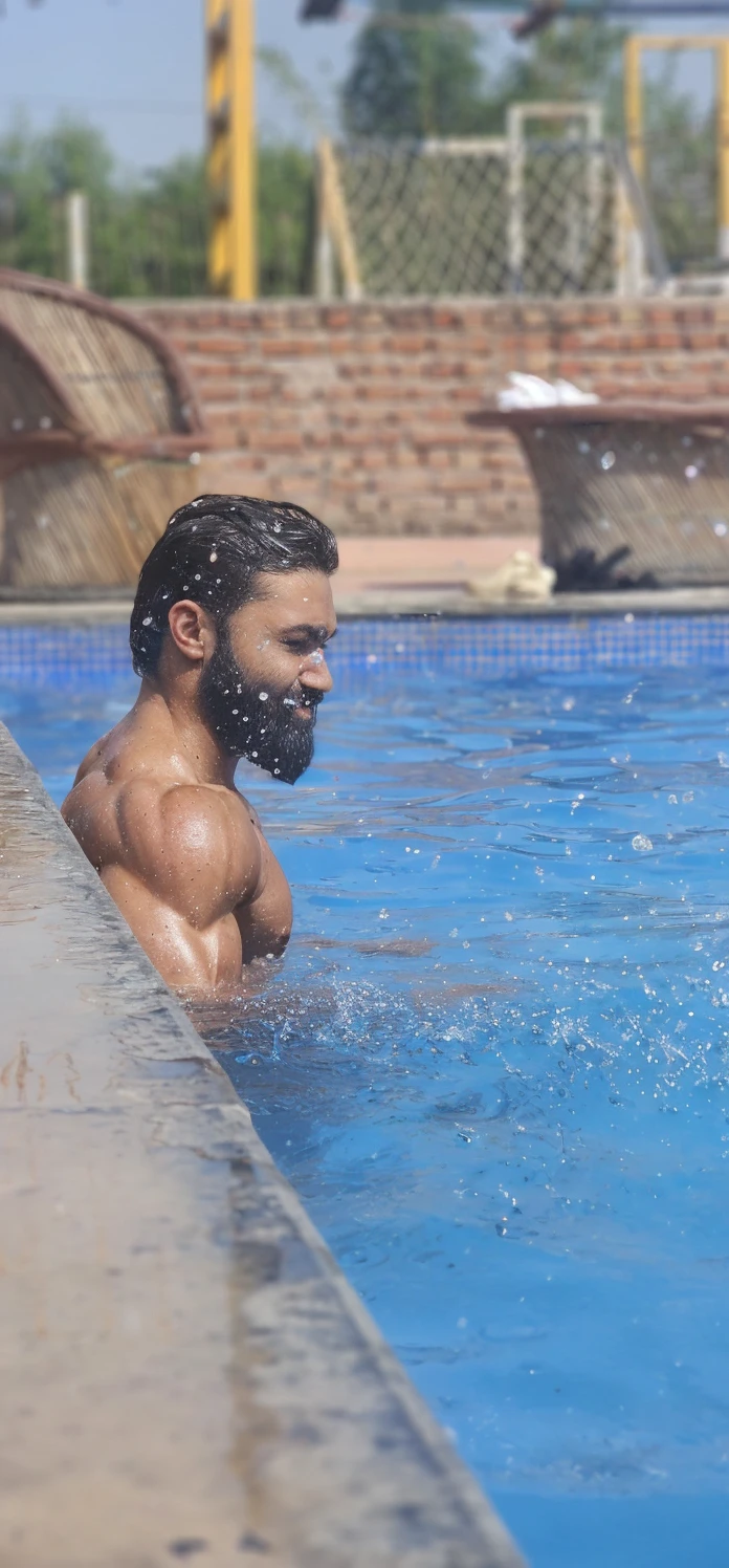 Hot Indian guy inside swimming pool