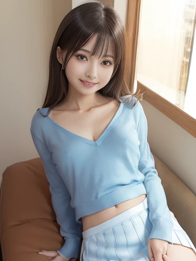 highest quality, Realistic, In detail, High resolution, 8k wallpaper, Perfect dynamic composition, Beautiful details, Random sexy poses,Random Situation、Laughter、(Droopy Eyes 1.3)、Japanese、Tight panties、highest quality、Complete limbs、Full Finger、Slender Beauty、Straight hair、Twin tails、Knee-length、A faint smile、