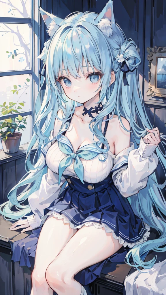 Anime girl wearing a purple skirt and sitting on a chair, Squirting, seductive anime girl, restraint of limbs, anime moe art style, surreal , sex, Beautiful anime girl squatting, topless