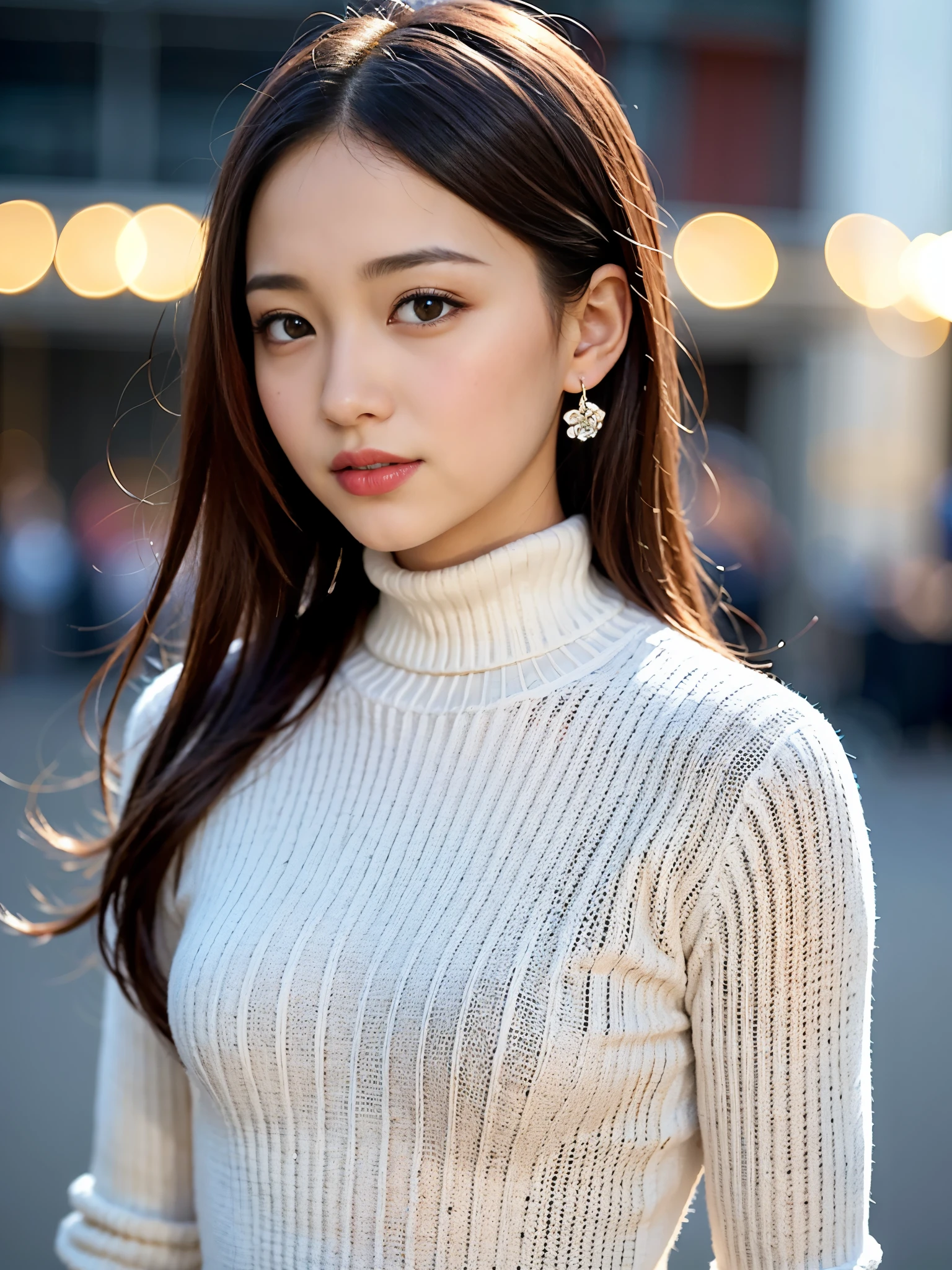 (Symmetrical, Colorful geometric arabesque pattern composition, Flowers, Shining with bubbles and splashes), BREAK, (1girl in), (1), Super beautiful detailed face, shyly smile, Symmetrical black eyes, Small breasts), BREAK, (Red Hounstooth Court:1.4), (Off-White Turtleneck Sweater Dress:1.3), dark brown hair, half updo, (Fine face:1.2), BREAK, High quality, Realistic, extremely detailed CG unified 8k wallpaper, Highly detailed, High-definition raw color photos, Professional Photography, Realistic portrait, Cinematic Light, Beautiful detailed, Super Detail, high details, (((Bokeh))), depth of fields, illumination, Super stylish lighting