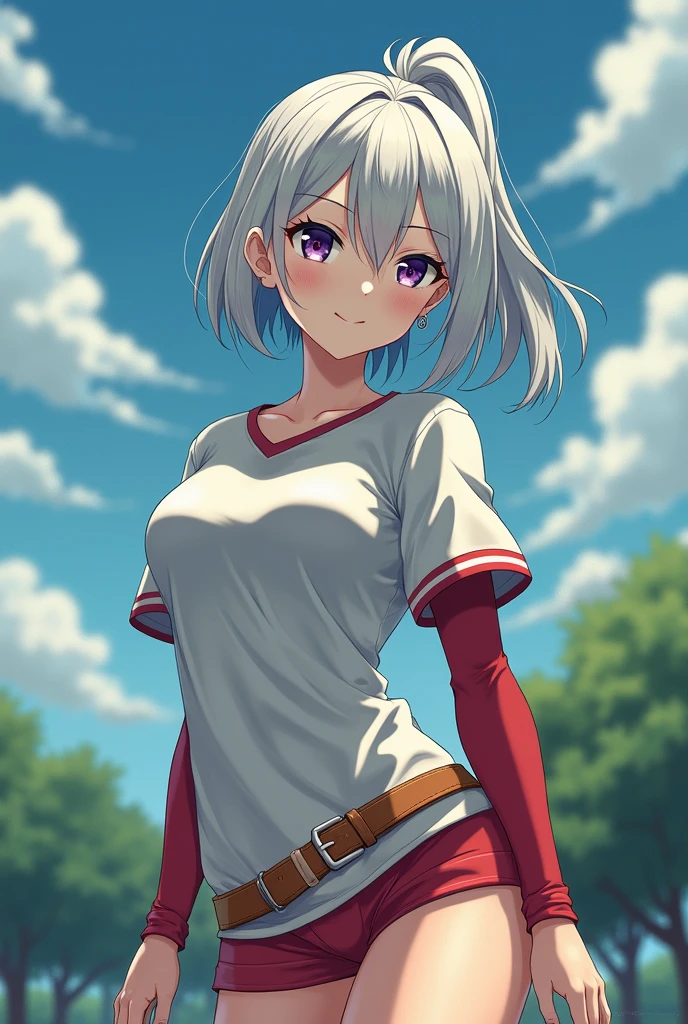 Youmu, (This is a very cute gym uniform) 、cowboy shot、smile