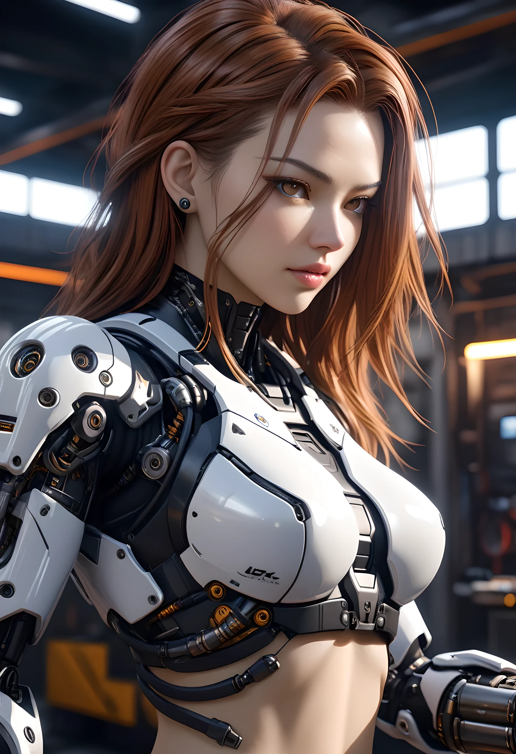 1girl, cyborg, mechanical body parts, mechanic arm, (16K, UHD, HDR, masterpiece, best quality, highly detailed cinematic, unreal engine, octane render),