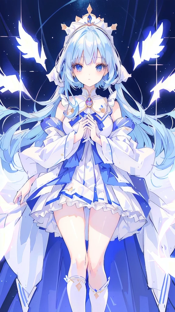 (tchibi:1.3)(tmasterpiece:1.4),(best qualtiy:1.4),(Very cute angel girl,Super detailed face,gem-like eyes,Extra-long white hair,Colorful gradient hair:1.4),(angel ring:
1.4), (angel wing: 1.4), (full bodyesbian, Perfect 2 arms, Perfect 2 legs: 1.4), (Perfect 4 fingers: 1 thumb), llight rays, Shine, Bokeh, Super detailed anime - beautiful sky with stars and planets,Cosmic sky style scene。Written by Makoto Shinkai, Anime art wallpaper 4k, Anime art wallpaper 4 K, Anime art wallpaper 8 K, Anime wallpaper 4K, Anime wallpapers 4 k, 4K anime wallpaper, Anime Sky, Amazing wallpapers, anime backgrounds, heaven planet in background, Anime background art