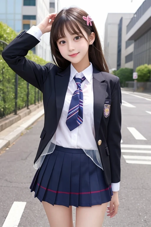 cute、high school girl、Idol、uniform、blazer、mini skirt、See-through、Fluttering in the wind