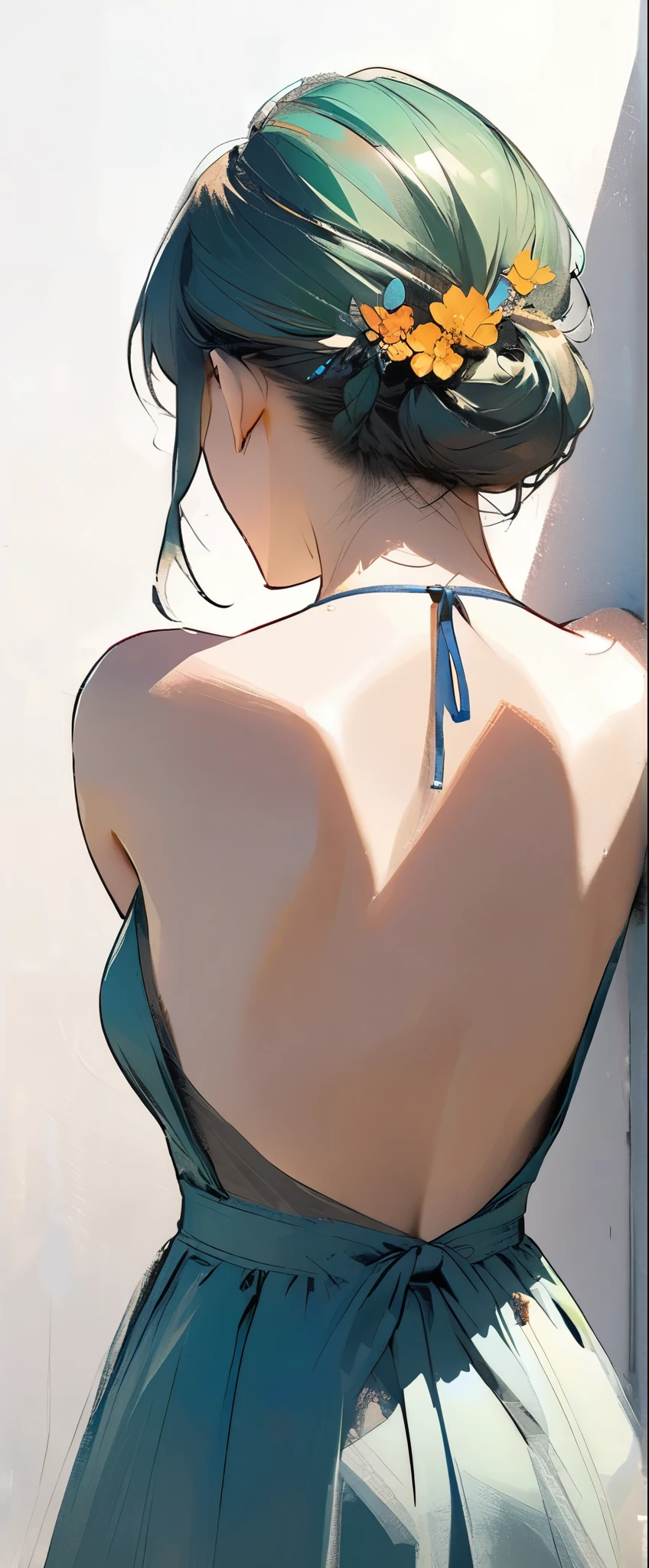 A seductive woman with short skirt and glasses strikes a pose, her image transformed into a hyperrealistic, cutesexyrobutts anime girl. Lit from behind, the scene is bursting with ecchi style and an emphasis on her ample curves. This artwork, whether a painting or photograph, captures the essence of hyperrealism with its stunning attention to detail. The girl's features are so realistic, it almost feels as though she could step out of the frame. The lighting adds a sensual allure to the overall composition, creating a captivating and high-quality image that draws viewers in.