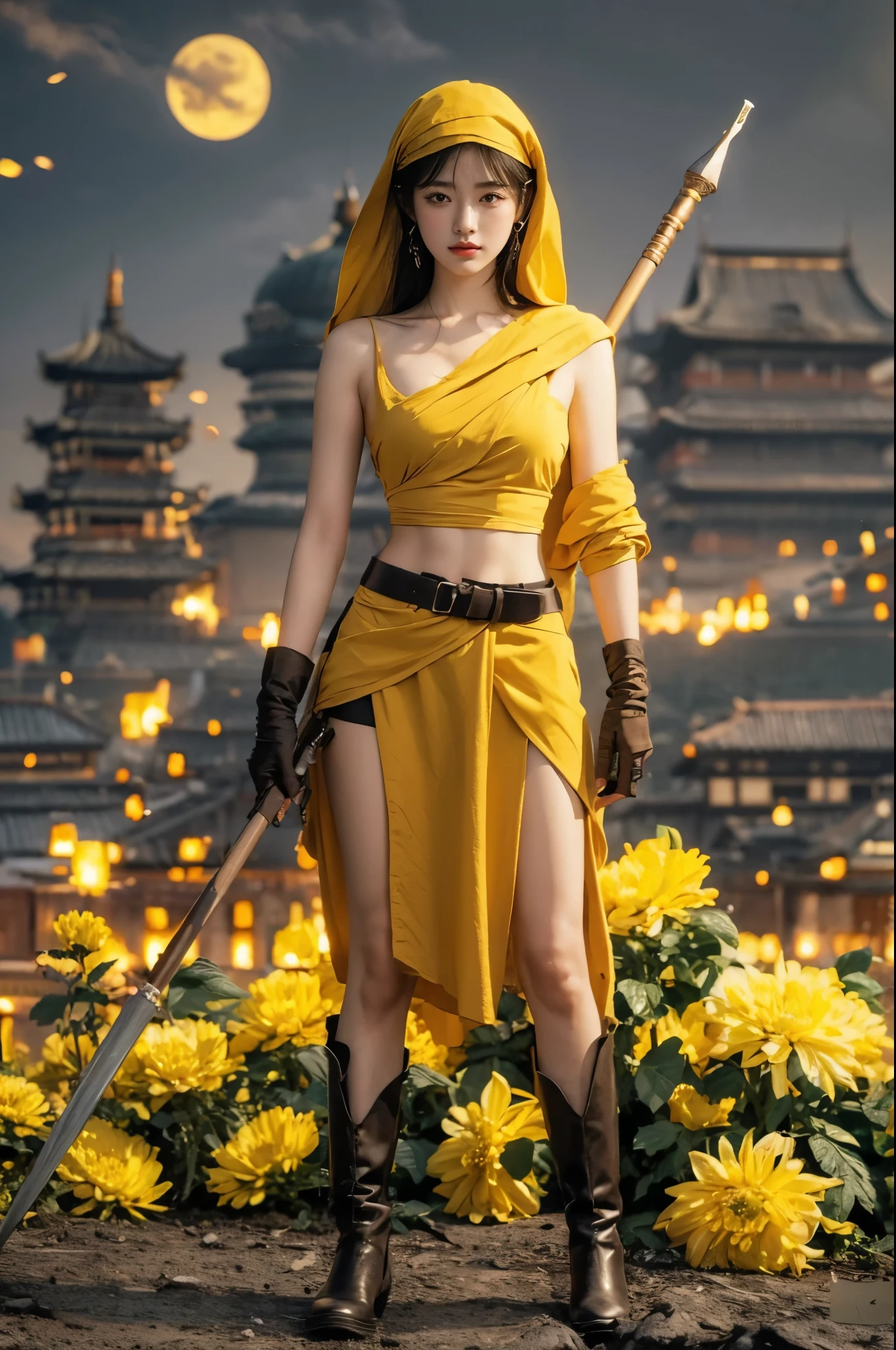 (best quality, masterpiece, photo realistic:1.5), raw photo, ultra high res, professional photograph, 8k wallpaper, HDR, perfect artwork, detailed skin texture, depth of field, (cinematic lighting), natural shading, (vivid colors), brightness:1.2
1girl, faye valentine, Kpop idol ,detailed face, (seductive smile:1.2), large breasts, narrow waist, yellow hairband, yellow crop top, red shirt, off shoulder, tied shirt, suspenders, midriff, yellow shorts, thighhighs, high heel boots, (modelshoot style ), panties in skirt,
Outdoor , waterfall , rocks , rainbow , mist , ferns, bright background, (extremely tall ceiling), backlighting, <lora:add_detail:1> <lora:FayeValentineV3:0.75>, <lora:koreanDollLikeness_v20:0.3>