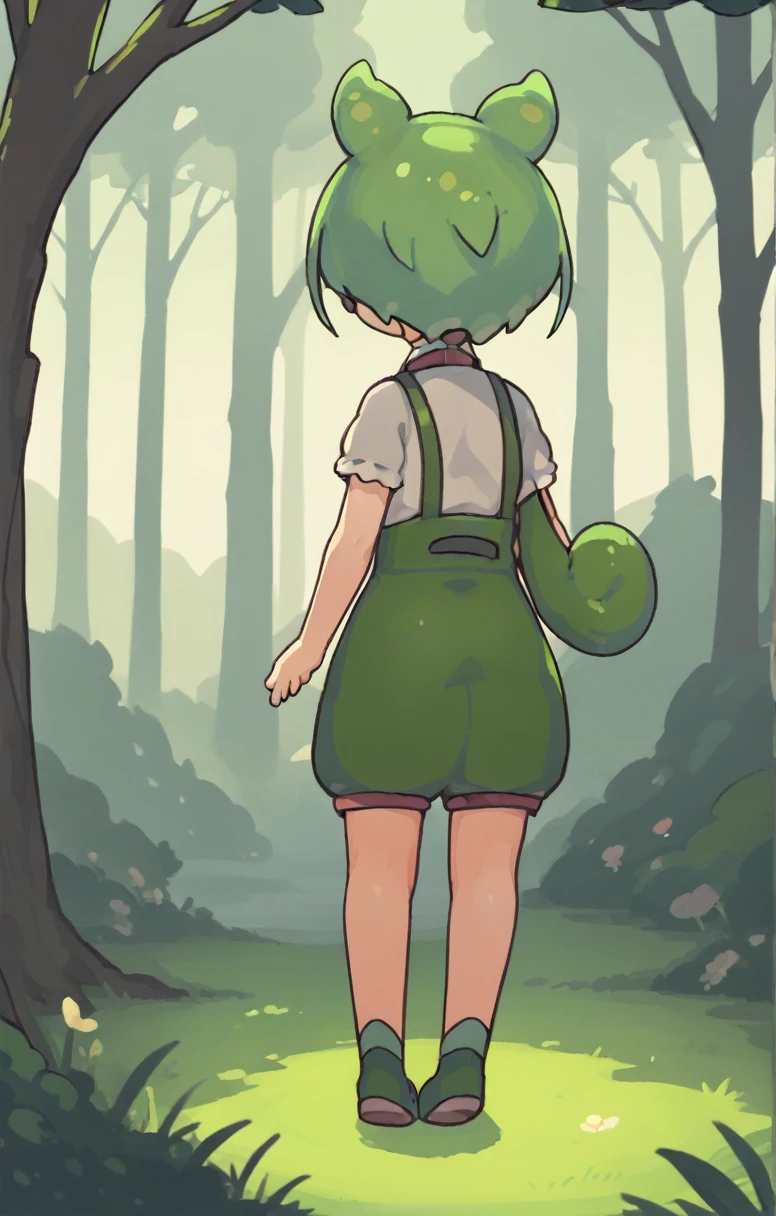 A cute girl Zundamon is walking through the forest