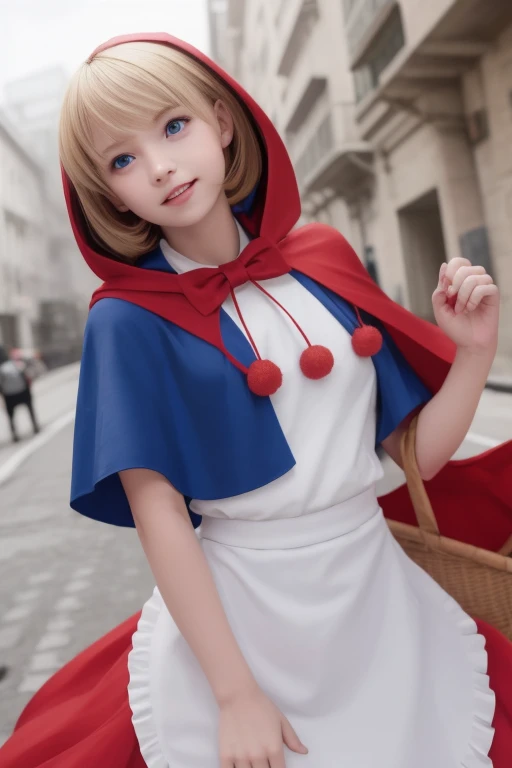 (masterpiece, Best Quality, Super detailed),
One girl, Alone, Blonde, Short Hair, blue eyes,
apron, Red dress, Capelet, Red Hood, skirt, Red Hood, bow, basket,
Red Apple,
(Holding, Incoming food),
Shine, explosion,
smile, Close your eyes, Open your mouth,
Particles of light,
View your viewers, Upper Body, throw,