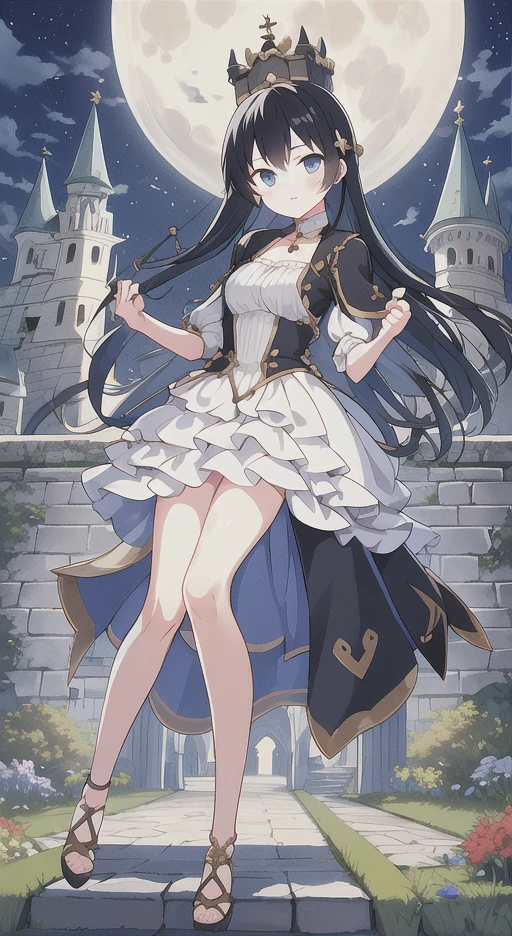 masterpiece, best quality, detailed, [(white background:1.5)::5], hexagon, 1 girl, mid shot, full body, detailed faces, standing, sun light, blue sky, garden, castle, glass, sunflower, smile, tiara, <lora:gachaSplashLORA_gachaSplashFarShot:0.25>,  <lora:HonkaiImpactSeeleWhite5concepts_10:0.2>,  <lora:oousoStyle_v10:0.2>,  <lora:skadi_v1:0.25>, white panties, lift dress, brown hair, long hair, black stocking, butterfly, white lace dress