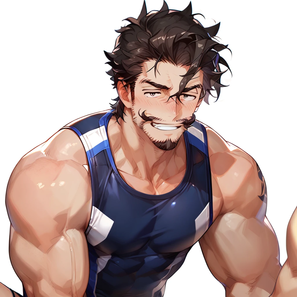 score_9, score_8_up, score_7_up, score_6_up, rating explicit, focus male, source anime, Goatee, Moustache, Messy hair, mankini swimsuit sex v sling, amazing quality, best aesthetic, game cg, official art, wallpaper, absurdres, high-res, yoisyo, concept art 