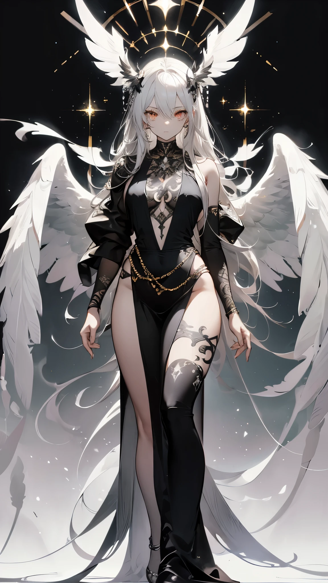 ((masterpiece, highest quality)),Ultra-high resolution, (realism: 1.4),Best illustrations,Line art,Very condensed adult female,Wild adult woman fighting enemies,Delicate and beautiful features,Long, narrow eyes,Sharp face,A black and white costume with extremely detailed wrinkles,A firm expression,Clear face,Silver Hair,Wolf ears,Fantasy,The background is a full moon and wilderness,wide aperture,Unreal 5,Scattered beneath the surface,Anatomically correct,Low angle full body shot