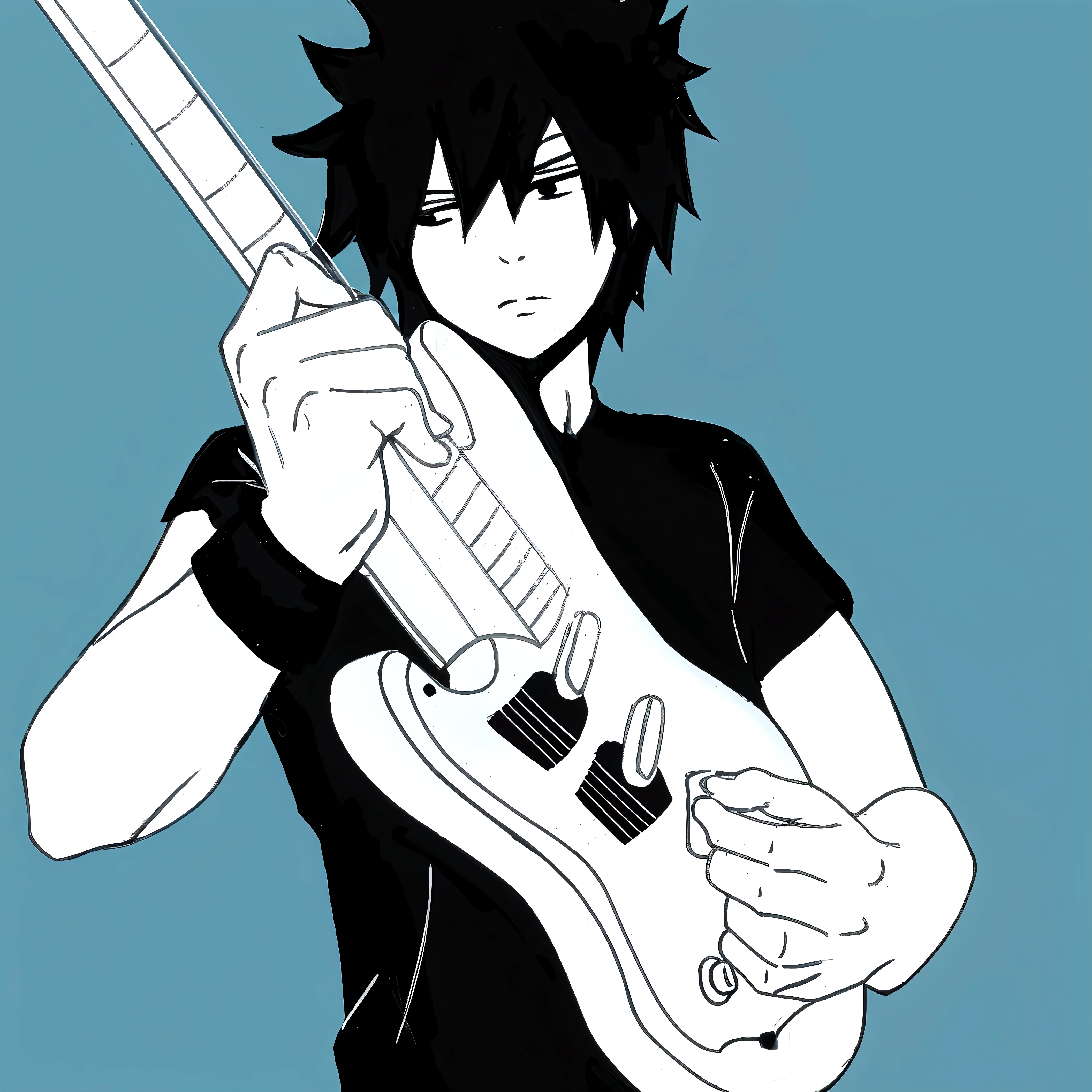 <lora:ColoringBookRedmond-ColoringBook-ColoringBookAF:1.0> (Coloring Book, ColoringBookAF, black and white, thick lines:1.3), [:(Encouraged 23-year-old Starcore man wearing (Spiked wristbands with a graphic tank top):2], [(Jamming on drums in a basement:1.3)], anime, ColoringBookAF, B&W