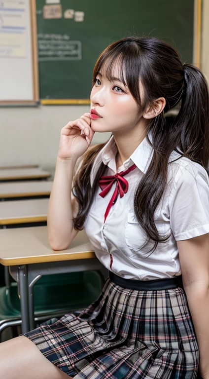 (1 girl), (sexy look:1.5), (flat chest:1.3), (very detailed目, very detailed顔), (超realistic, High resolution), (highest quality:1.4), (hyper quality), real skin texture, RAW photo, (realistic, Photoreal:1.37), very detailed, professional photography, (school uniform, pleated skirt:1.3), (look at me), (School, classroom), ((Face to face with me:1.4)), (from below:1.3), realistic private parts, lace panties, Japanese high school girl、超highest quality、masterpiece、超High resolution、written boundary depth、(Photoreal:1.4)、(award winning photos、信じられないほどのmasterpiece:1.3) 、RAW photography、golden ratio、Highly detailed CG Unity 8k wallpaper、detailed and complex、original、High resolution、RAW photo、(perfect body shape)、detailed and complex、Digital single-lens reflex camera、soft writing、(background person blur:1.1)、Sigma 85mmF/1.4、50mm Lenac lighting、nffsw、hyper real、color grade, Rear view,from below:1.3), (((Holding the hem of her skirt, she opens her legs and shows off her real pussy.:1.4))),