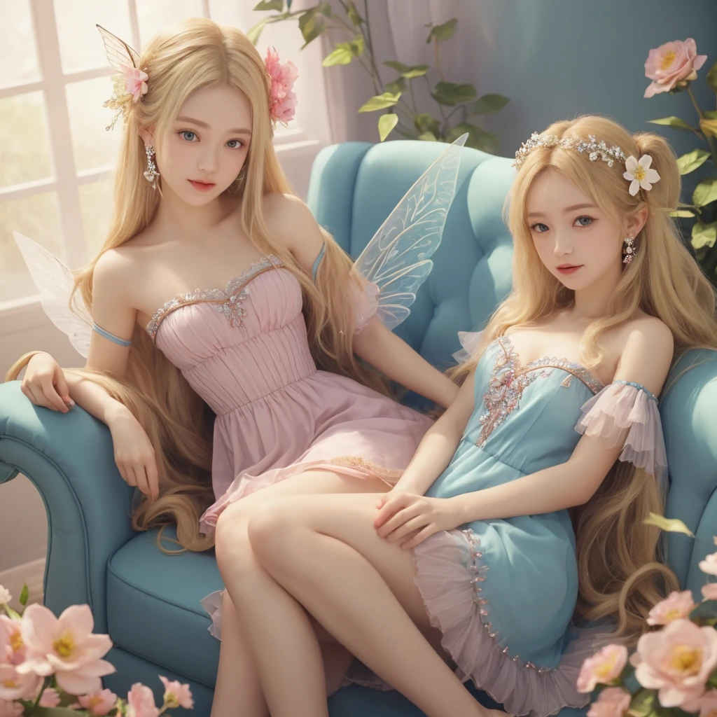 tmasterpiece，Highest image quality，super detailing，Best quality ,Extremely Delicately Beautiful, Very meticulous,Best quality, offcial art, extremely detaild的 CG unified 8k wallpapers, portrait photo of an, The most beautiful look，blond hair blue eyes，Radiant skin and radiant eyes， pretty skin，(Detailed lighting:1.2), (Beautiful and detailed light:1.3), deep understanding, beautiful nude color, iintricate, digitial painting, smooth private parts, Focus sharp, The end of the world, Epic reality, (HighDynamicRange:1.4),(pastel colour:1.4), Beautiful big breasts，The end of the world的, giving up, com cores neutras, natta, Screen space refraction, (Complicated details, ultra - detailed:1.3), art  stations, Cinema lenses, vignet, the complex background, buliding，Enchanted smile，face flushed，the shy，detailed back ground，（Dream catcher earrings in various colorlack in color，white colors，in pink，purpleish color，red colour，blue colors，orange colors，green color，cyan colors，），sexy and sultry，（The kinky is exposed，Camel toes，Combed through the dark and thick hair，），The sexiest look，Peach Milk Tea Smooth Velvet Versailles Dress，semi transparent，Ultrathin，Correct bodies，