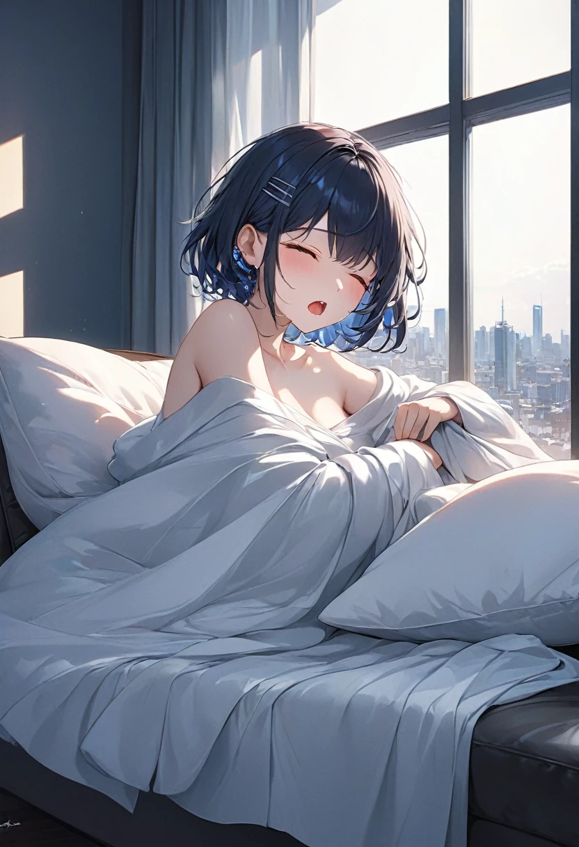 1. Beautiful girl with naked boobs visible, Short hair, ,black hair, No underwear, Hospital beautiful cute bed sleeping naked sleeping examination playful feeling no blanket