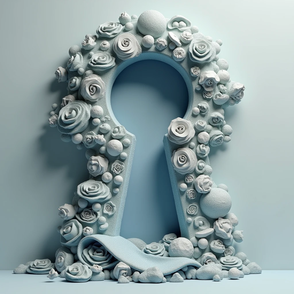 Keyhole Icon, conceptual installation art, 3D, digital graphic CG, ultra detailed, absolutely resolution, best quality